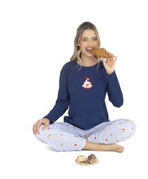 [LEN26311] DESCUENTO 10% LIQUIDACION DE TEMPORADA! INV. PIJAMA DAMA MANGA LARGA DE ALGODÓN Y PANTALON SUBLIMADO "COFFEE"