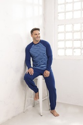 [LEN26522/E] DESCUENTO 10% LIQUIDACION DE TEMPORADA! INV. PIJAMA HOMBRE MANGA LARGA RAYADO DE ALGODÓN