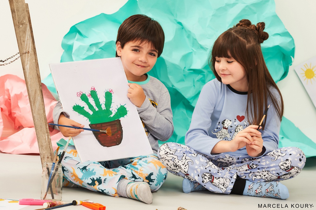 CONJUNTO PIJAMA INVIERNO JERSEY NENA MANGAS LARGAS  C/EST. Y PANT.EST."DALMATAS"