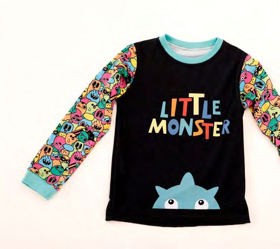 PIJAMA COMBINADO DE DOS PIEZAS CON PUÑO Y ESTAMPADO "MONSTER"
