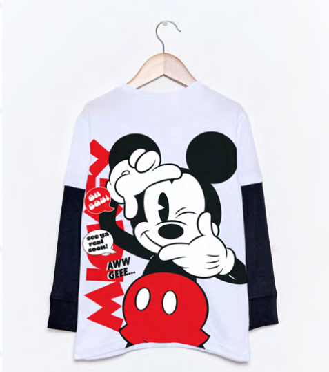 INV. REMERA DE ALGODÓN CON BAJO MANGA "MICKEY"