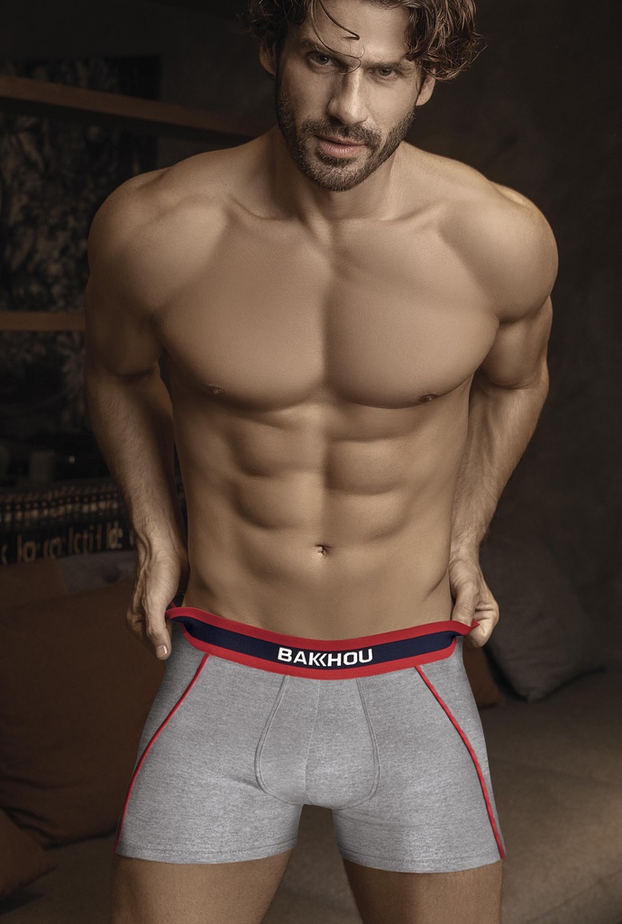 BOXER ALGODÓN Y LYCRA LISO CON DETALLE DE LINEAS