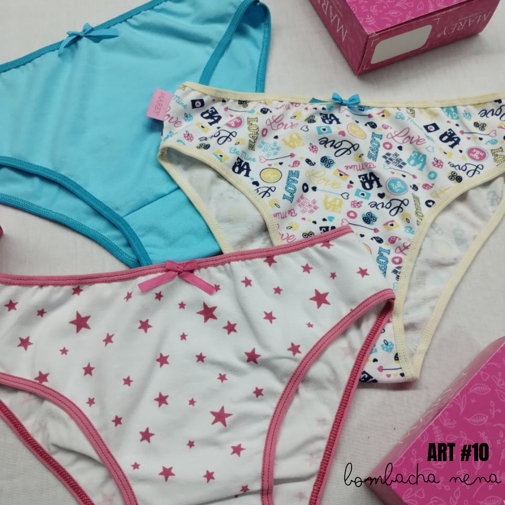 PACK X3 BOMBACHAS NENA DE ALGODÓN Y LYCRA SURTIDO