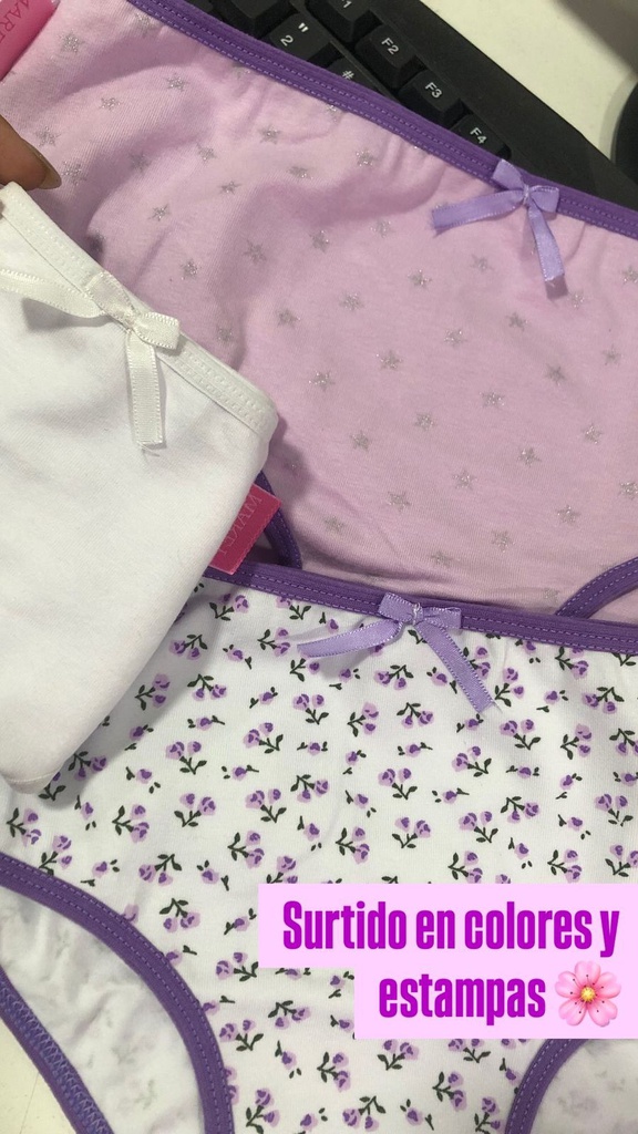 PACK X3 CULOTTE NENA DE ALGODÓN Y LYCRA SURTIDO
