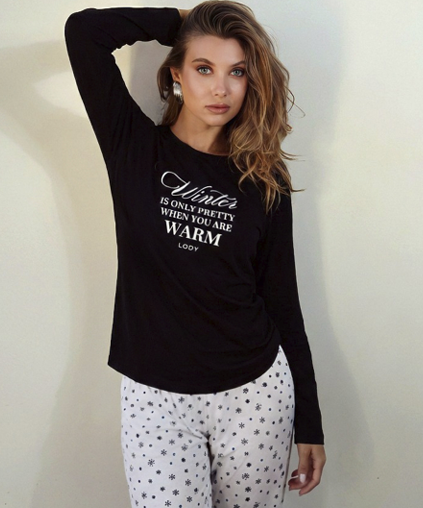 INV. PIJAMA DE DAMA ESTAMPADO DE JERSEY "COPOS"