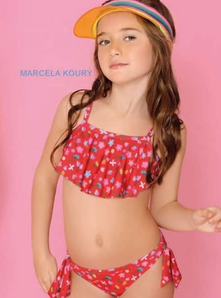 MALLA BIKINI NENA CONJUNTO ESTAMPADO TOP CON VOLADO Y VEDETINA CON MOÑOS LATERALES "SUNNY DAYS"