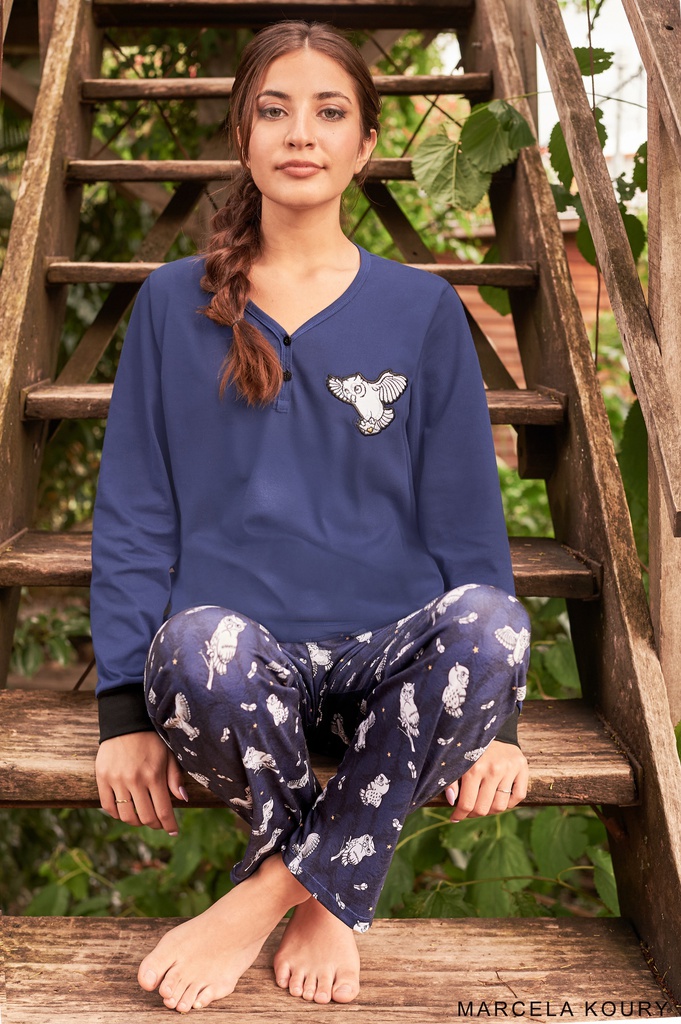  INV. CONJUNTO PIJAMA JERSEY MANGAS LARGAS  C/BORD.Y PUÑ.Y PANT.EST."LOVEBIRD"
