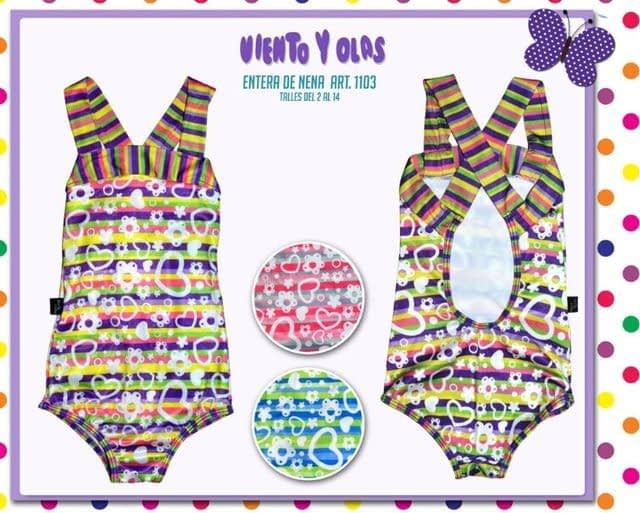MALLA ENTERA DE NENA ESTAMPADA "RAYADA"