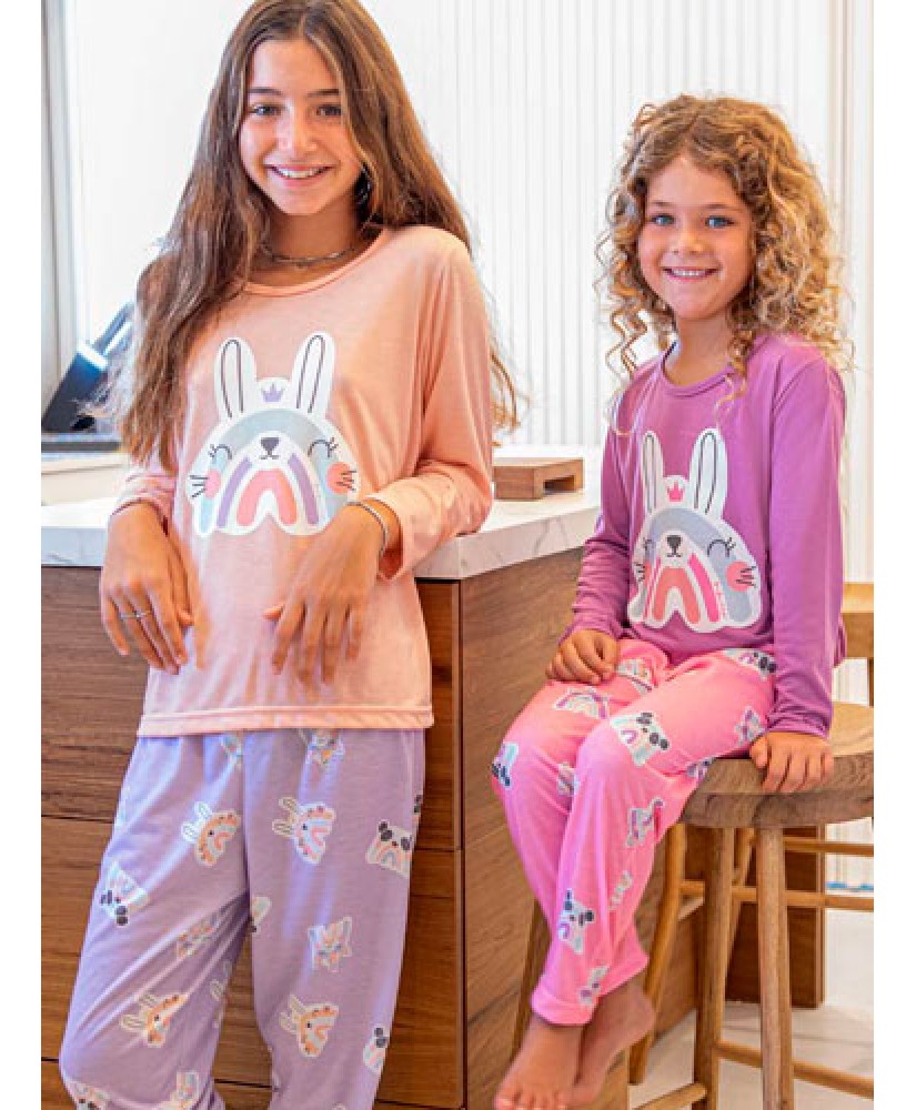 LIQUIDACION ! - INV. PIJAMA DE NENA ALG. INTERLOCK "ARCOIRIS"