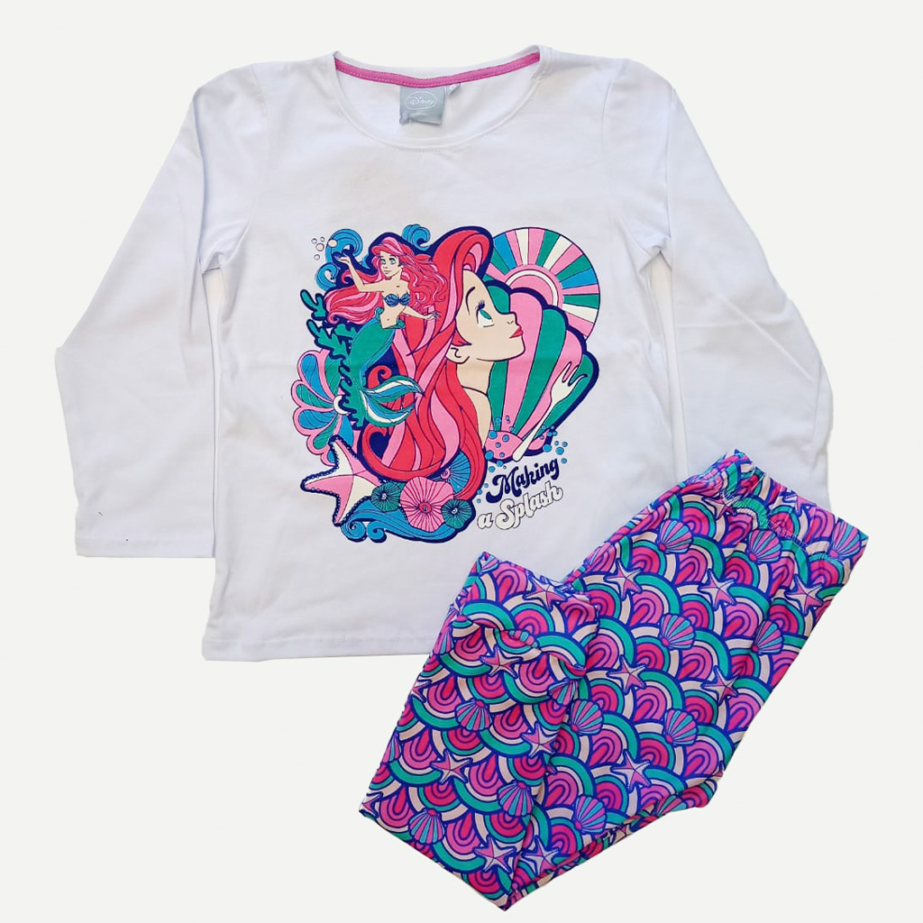 LIQUIDACION ! - INV. PIJAMA ML DE JERSEY ESTAMPADO "PRINCESAS SIRENITA ARIEL"