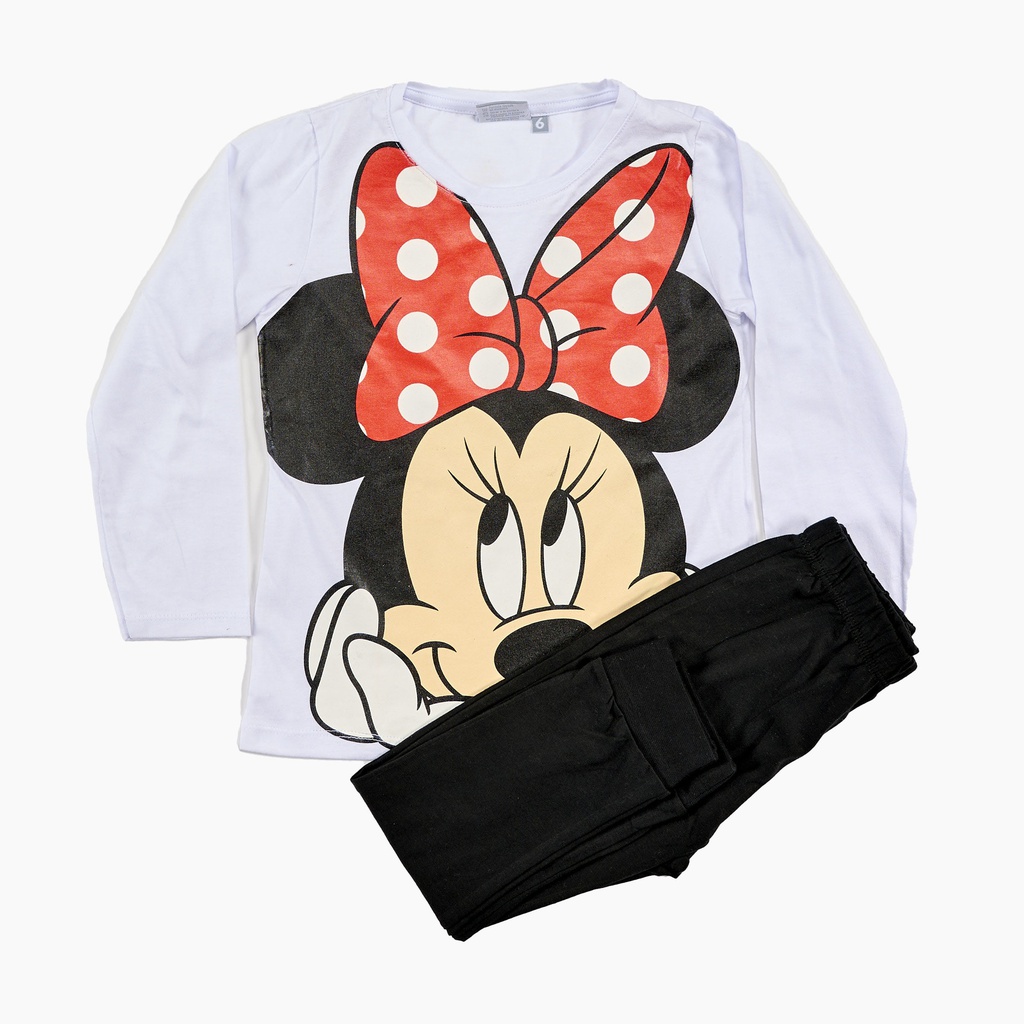  INV. PIJAMA DE JERSEY ML ESTAMPA "MINNIE" Y PANTALON LISO