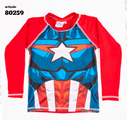VER. REMERA CON PROTECCION UV SUBLIMADA "CAPITAN AMERICA"