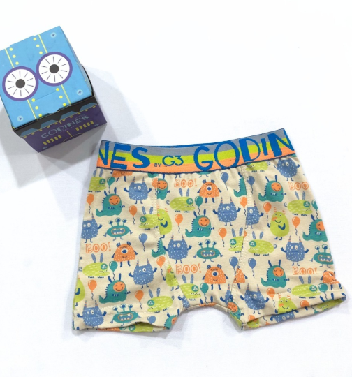 BOXER NENE ALGODÓN Y LYCRA ESTAMPADO "MONSTRUOS"