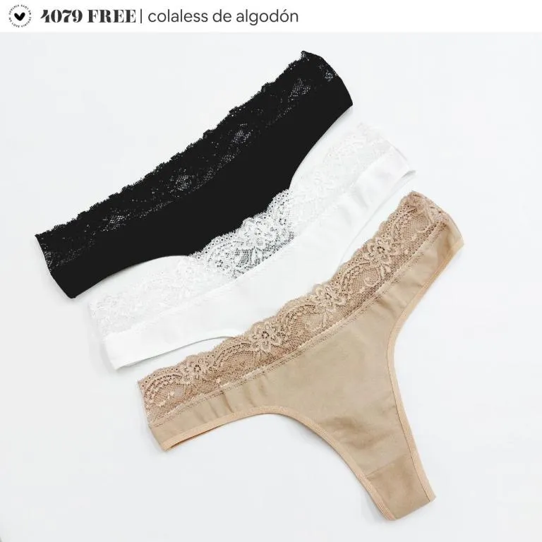 FREE- PACK X3 COLALES MAX DE ALGODÓN Y LYCRA CON ELASTICO LATERAL