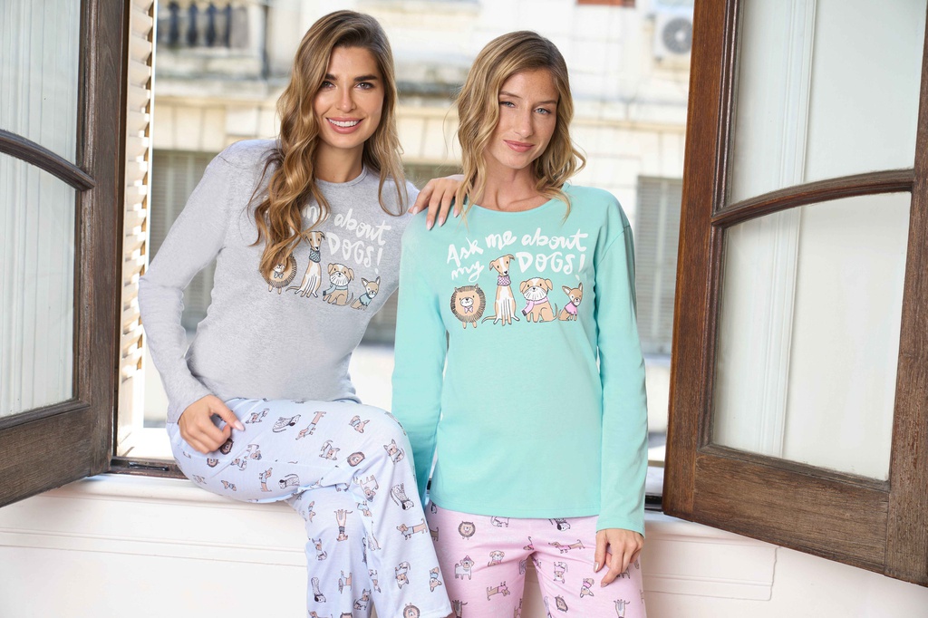  INV. PIJAMA DE JERSEY ESTAMPADO "PERRITOS"