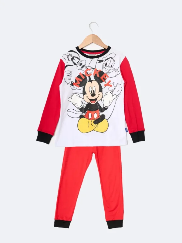  INV. PIJAMA DE ALGODÓN CON MANGAS COMBINADAS Y PANTALON LISO "MICKEY"