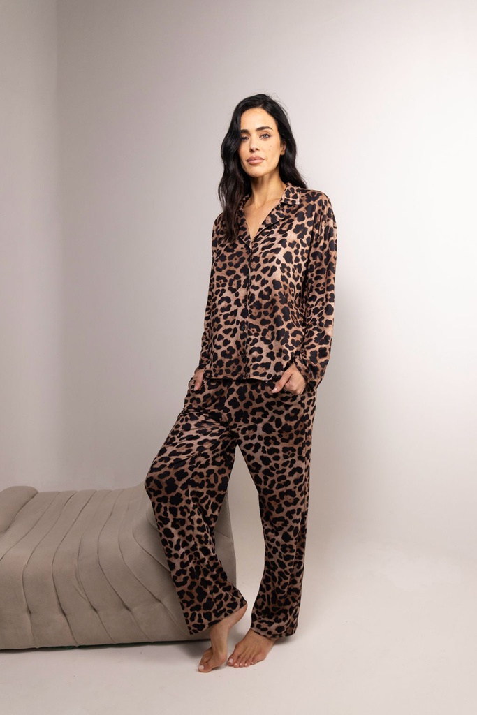 LIQUIDACION ! - INV. PIJAMA ABOTONADO ESTAMPADO ANIMAL PRINT