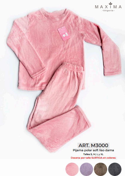 LIQUIDACION ! - INV. PIJAMA DAMA LISO POLAR SOFT
