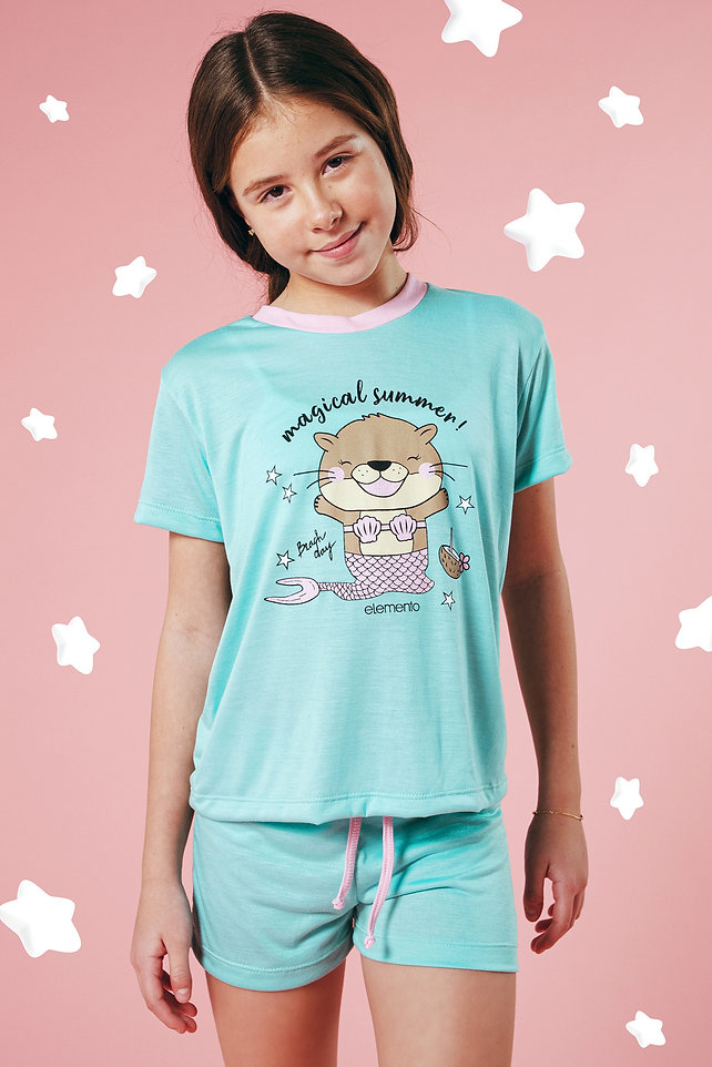 VER. PIJAMA NENA REMERA ESTAMPADA Y SHORT LISO