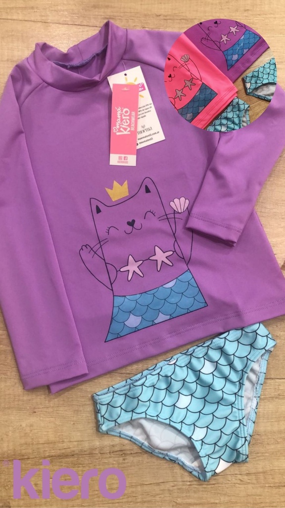 VER. MALLA CONJUNTO UV REMERA Y BOMBACHA ESTAMPA SIRENA