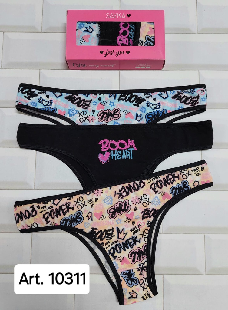 PACK X3 VEDETINA DE ALGODON Y LYCRA ESTAMPADA