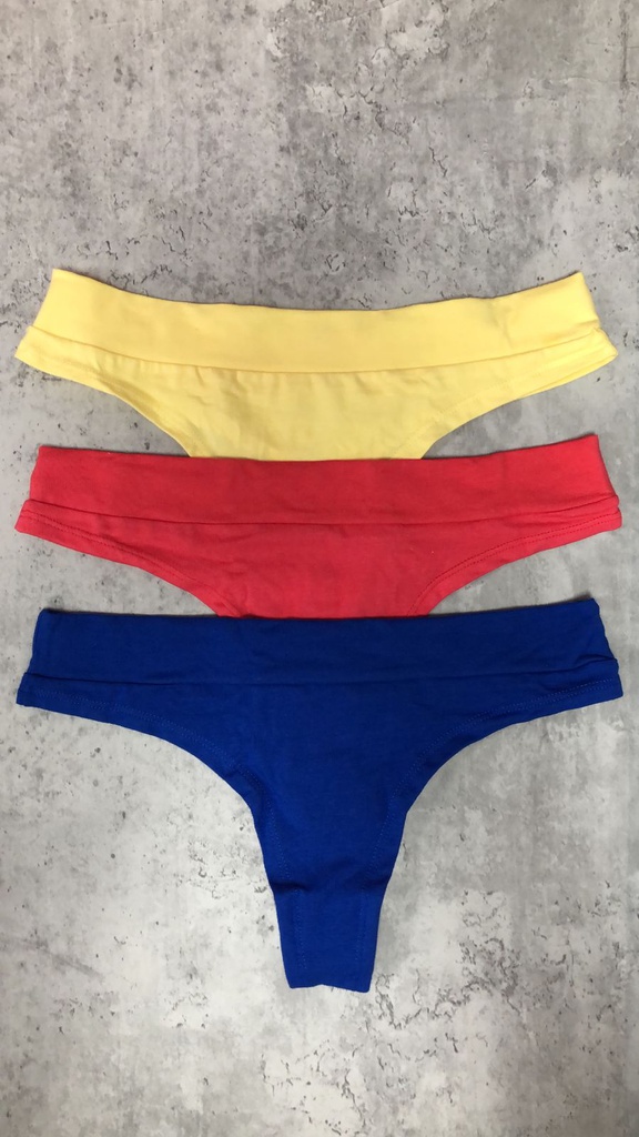 PACK X3 COLALES DE ALGODÓN Y LYCRA CON CINTURA Y DOBLADILLO