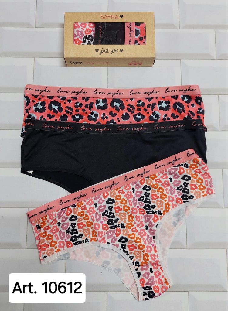 PACK X3 CULOTTE CLASICO DE MICROFIBRA ESTAMPADA CON ELASTICO PERSONALIZADO