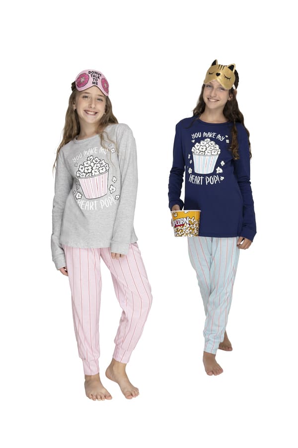 INV. PIJAMA NENA MANGA LARGA DE ALGODÓN ESTAMPADO "POPCORN"