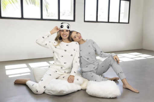 INV. PIJAMA DE DAMA MANGA LARGA DE ALGODÓN ESTAMPADO "PANDA"