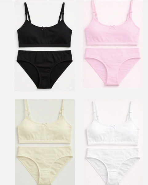 CONJUNTO NENA LISO DE ALGODÓN Y LYCRA CON TAZA DESMONTABLE CON BRETELES Y BOMBACHA