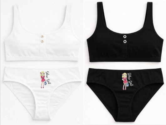 CONJUNTO NENA ESTAMPADO DE ALGODÓN Y LYCRA CON BRETEL ANCHO C/ BOTONES