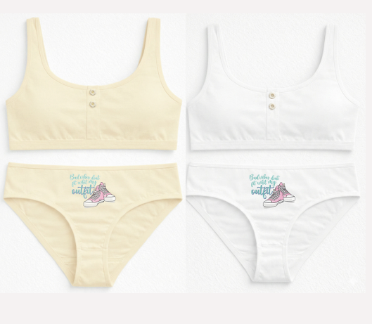 CONJUNTO NENA ESTAMPADO DE ALGODÓN Y LYCRA CON BRETEL ANCHO C/ BOTONES