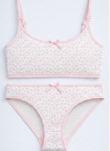 CONJUNTO TEENS ESTAMPADO DE ALGODÓN Y LYCRA CON BRETEL FINO Y VEDETINA "PRINT"