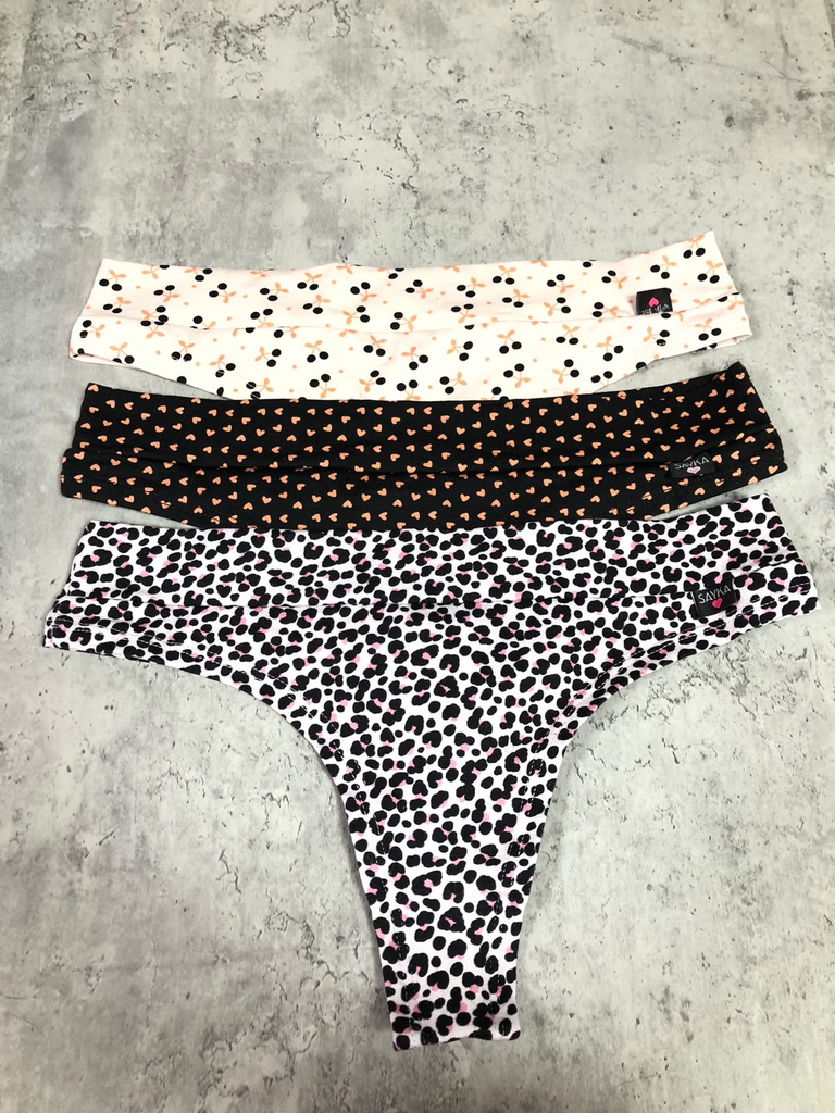 PACK X3 COLALES DE ALGODÓN Y LYCRA CON CINTURA Y DOBLADILLO