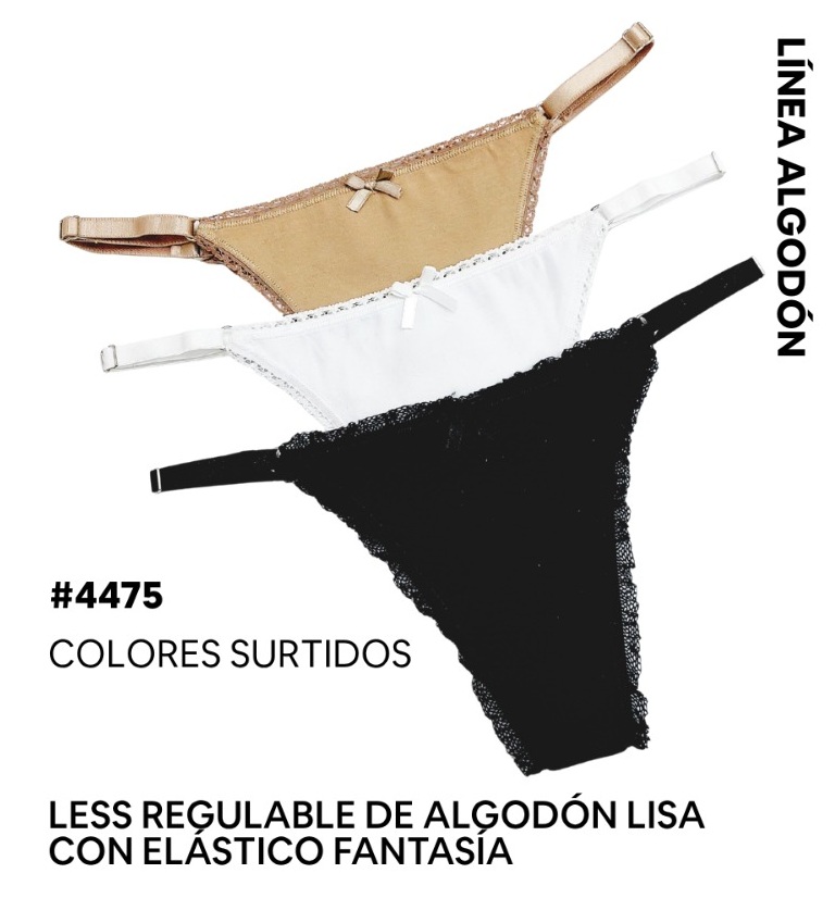 PACK X3 COLALES REGULABLE DE ALGODON Y LYCRA LISA CON ELASTICO FANTASIA