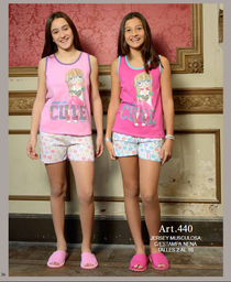 [PIA440] VER. DAMA PIJAMA JERSEY MUSCULOSA ESTAMPADO