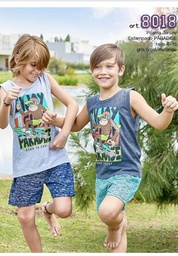 [MAR8018] VER. PIJAMA JERSEY ESTAMPADO "PARADISE"  VERANO