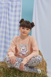 [MKP4206]  INV. PIJAMA CONJUNTO MANGA LARGA DE ALGODON ESTAMPADO "TEDDY"