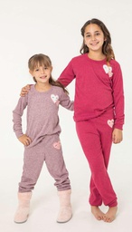 [BIAN23051/E] LIQUIDACION ! - INV. PIJAMA NENA EN MORLEY LANILLA CON BORDADO DE PELOS "CUORE"