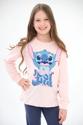 [DIS82905] LIQUIDACION ! - INV. PIJAMA DE ALGODÓN ESTAMPADO Y PANTALON LISO "STITCH"