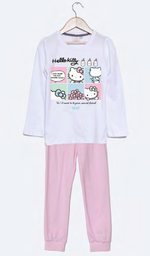 [DIS84010]  INV. PIJAMA DE ALGODÓN Y PANTALON LISO "KITTY"
